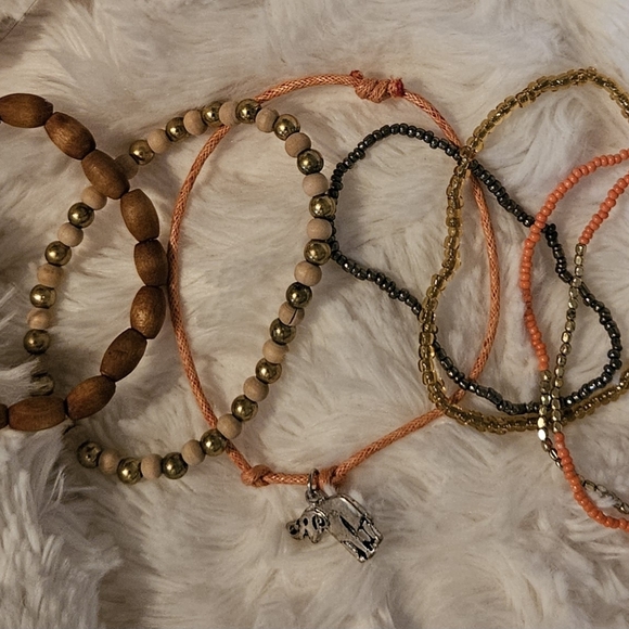 Bohemian Beaded Bracelet Set with Elephant Charm - Picture 2 of 2